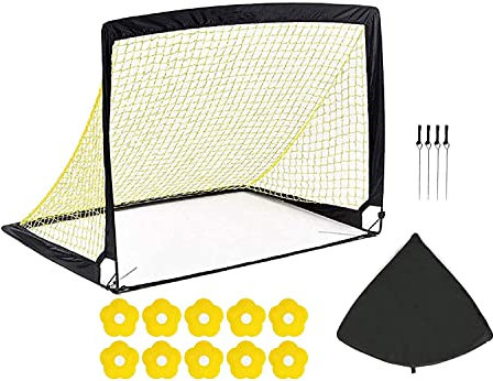 PodiuMax Faltbar Pop Up Fußballtor mit 5 x Hütchen, 4 x Bodenanker, Schnell Aufzustellen,Tragbar und Stabil, 123 x 90cm