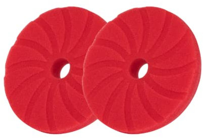 DETAILINGPADS 2er Zickzack Polierschwamm Set | Polierpads 125mm Klett | Polieraufsatz Polierschwämme | Poliermaschine Klein Polishing Sponge | Polierpad Polier Schwamme | EU Made Polier Pads (Rot)