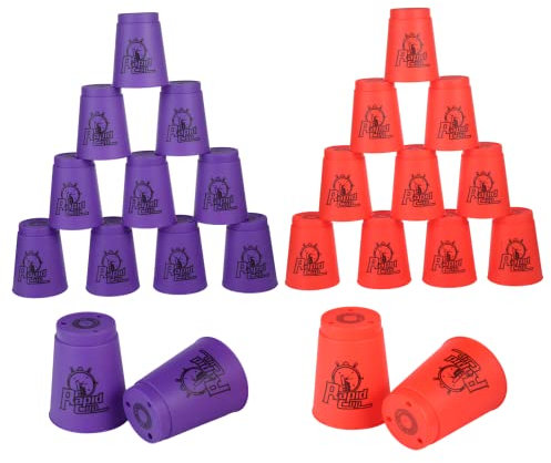 Grehge 24St Quick Sport Stapelbecher Cups Becher zum schnellen Stapeln Stapelbecher(Orange & Lila) für Trainingsspiel, Geschwindigkeitsherausforderung, lustiges Partyspiel (6+ Jahre)