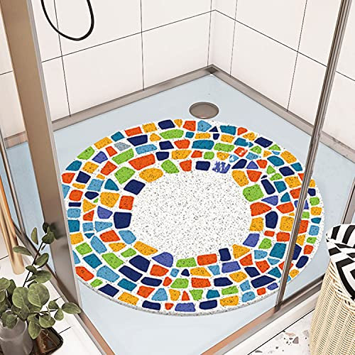 Duschmatte, rutschfest, 60 x 60 cm, Sicherheits-Badematte, komfortabel, weich, mit Ablauflöchern, Massagematte aus Luffa-PVC, für Nassbereiche, schnell trocknend, Digitaldruck