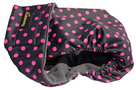 Glenndarcy Hundewindeln - OHNE SCHWANZLOCH - für z.B FRENCHIES und Bulldoggen - (Large Pants only, Black Pink Dot)