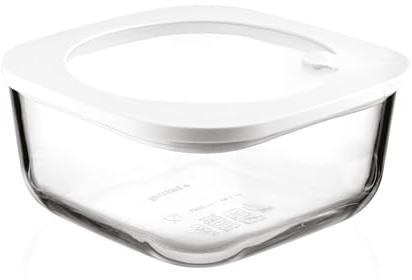 Guzzini - Kitchen Active Design, STORE&MORE GLASS, Leak-proof Glass Fridge/Freezer/Microwave Container (L) - Transparent, 19,5 x 19,5 x h9,3 cm | 1900 cc - 11330211