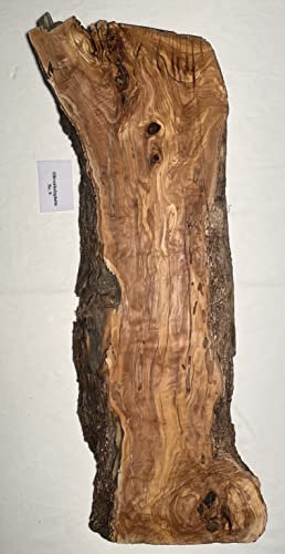 Olivenholz Platte - Massivholz Platte Oliven Bohlen Tischplatte Holz (Platte 9-98x30x7,5 cm (LxBxH))