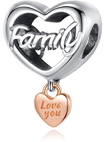 RMMY Charm Love Familie Charm Anhänger 925 Sterling Silber Charm Bead für Armband Damen Schmuck Perfektes Birthday Muttertagsgeschenk
