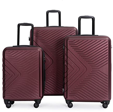 Travelhouse Bali Stabiler Koffer-Set 3tlg. Trolley Koffer Reisekoffer Rot ABS Hartschalen Kofferset Trolley 4 Rollen TSA Kombinationsschloss