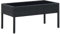 FIRBNUS Teetisch mit Glas Tischplatte 75x40x37 cm Balkontisch Terrassentisch Gartentisch Dining Table Couchtisch Kaffeetisch Garten Esstisch Stehtisch Schwarz Poly Rattan und Stahl
