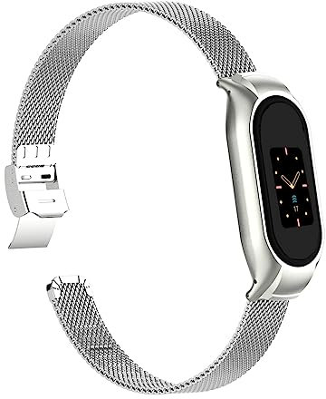 Gheper Metall Armband Kompatibel mit Fitbit Luxe/Luxe SE Edelstahl Schutz Lünette Rahmen Gehäuse Design Mesh Loop Armband Ersatz für Luxe/Luxe SE Smartwatch Zubehör Armband