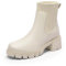 DREAM PAIRS Stivali da Donna Casuale Chelsea Stivaletti Tacco Medio Stivaletto Blocco Tacco,Size 36,Beige,SDAB2312W