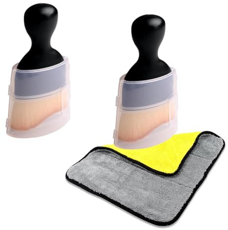 INGJIA Cepillo Suave para Limpieza Interior de Coche, sin arañazos, 2 Paquetes de cepillos de Limpieza para Coche Plumero con cerdas Suaves cepillos para Quitar el Polvo de la Salida de Aire