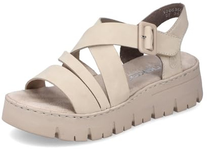 Rieker Damen Klassische Sandalen V1063, Frauen Sandalen,Freizeitschuhe,Sommerschuhe,offene Schuhe,Strandschuhe,beige (60),39 EU / 6 UK