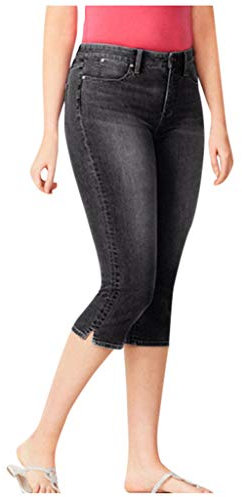 AEGJEGVD Pantacourt Femme Jean Capri Femme Grande Taille Stretch Taille Haute Jean 3/4 Style Décontracté Pantacourt d'été Jeans Leggings Collant Crayon Casual Pants Capri Pantacourt