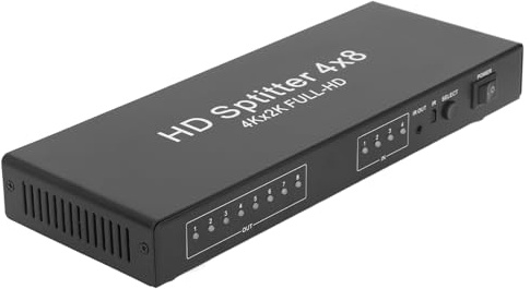 4K HD Multimedia Interface Splitter, 4 in 8 Out HDMI Splitter, Screen Spliter Switcher mit Fernbedienung (EU-Stecker)