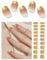 AutyaMee Semi Cured Gel Nail Strips (Glitter French Tip), Gold, 20 Pcs Gel Nail Wraps, Stickers, UV Light Required, Salon Quality, Long Lasting