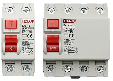 EOTVHTMT Disjoncteur électromagnétique à Courant résiduel, 2P 4P 10/30/100/300mA Type A RCCB RCD ELCB, disjoncteur différentiel, Interrupteur de sécurité(4P 32A)