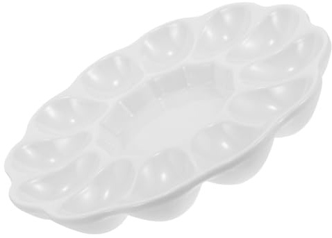 Garneck Piatto per Uova in Ceramica 8.15In Vassoio Porta Sode E Ripiene per Catering Piatto di Uova alla Diavola con Design a Scomparti Multipli Facile da Pulire E Stabile per Uso Domestico E B