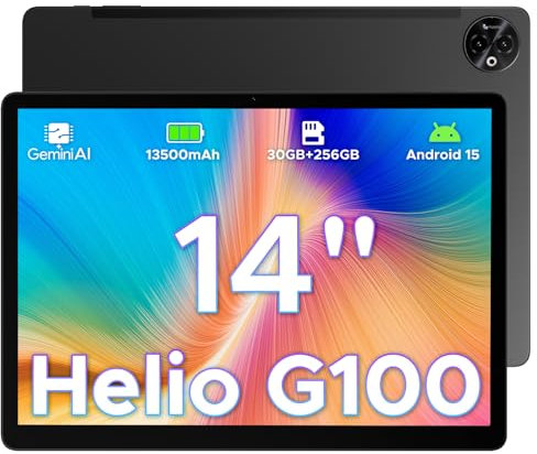 DOOGEE Tab E3 Max 14 Inch Tablet Android 15 Gaming Tablet 13500mAh Large Battery MTK G100 Octa-Core 32GB RAM+256GB ROM (2TB TF), 2.1K (2160 * 1440) Display 16MP+2MP+8MP 4G LTE/5G WLAN/GPS/GMS - Black