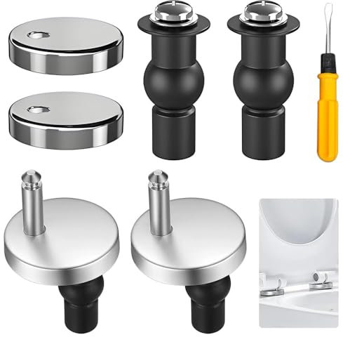 Quick Release Toilet Seat Fixings, 4 Pcs Toilet Seat Fastener Bolt with Screwdriver, Universal Toilet Seat Hinges Fixings for WC Toilet Blind Holes