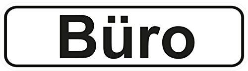 Türschilder24 Büro Aufkleber/Türaufkleber/Türschild/PVC Hinweisschild 180mm x 50mm Weiß/Schwarz selbstklebend