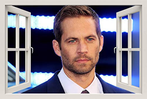 Unified Distribution Fast and Furious Paul Walker - Wandtattoo mit 3D Effekt, Aufkleber für Wände und Türen Größe: 92x61 cm, Stil: Fenster
