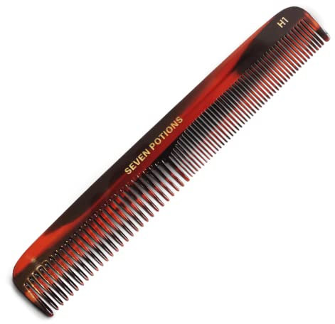 Seven Potions Herren Haarkamm mit feinen und groben Zinken, für Haare, Bart und Schnurrbart (18 cm)