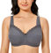 DELIMIRA Donna Reggiseno in Pizzo Senza Ferretto Cotone Taglie Forti Coppa Piena ad Sostegno Heather carboncino 4G