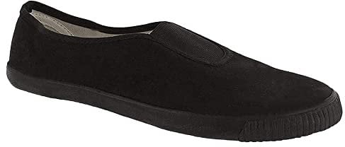 Black Shoes Unisex Adults Plimsolls Women's Pumps Sneakers Mens Casual Loafers - Black Gusset Size 9-43