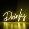 Looklight Drinks Lettere Insegne al neon Luce al neon a LED bianco caldo parole arte muraria per negozio Ristorante Sala da pranzo Bar Pub Decorazione per feste Alimentato da USB
