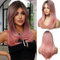 Esmee Lange Gerade Ombre Rosa Perücken für Frauen Synthetic Geschichtet Hellrosa Haar Perücke mit Fransen für die Tägliche Party Cosplay Verwendung-20 Zoll