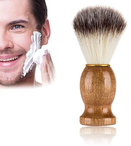 Rasierpinsel, Premium Rasierpinsel, Bartpinsel, Rasierpinsel Dachshaar Imitat, Reiserasierpinsel, Rasierpinsel vegan mit Holzgriff für Herren und Damen, shaving brush, für Nassrasur mit Rasierhobel