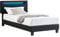 CARO-Möbel Polsterbett Benito 90x200 cm mit LED Beleuchtung, modernes Einzelbett mit verstellbarem Kopfteil, Jugendbett mit Bezug aus Lederimitat in schwarz