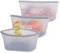 BELLE VOUS 3 Sacchetti Richiudibili - Contenitori per Alimenti in Silicone - Ermetici con Zip - da 750 ml - per Freezer e Microonde - Buste Trasparenti Ermetiche per Congelatore
