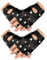 EUPSIIU 2 Paar Punk Handschuhe Fingerlos,Fingerlose Biker-Handschuhe Rocker-Handschuhe Fingerlose Lederhandschuhe Fingerlose Motorrad Biker Handschuhe Mit Nieten,Cosplay Performance (Schwarz)