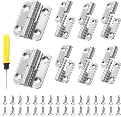 DesertBoy 8 piezas bisagras desmontables bisagras de bandera de acero inoxidable bisagras de puerta desmontables bisagras con tornillos y destornillador para puertas internas y externas (diestros)
