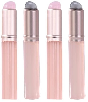 4pcs Silicone Lip Brush Lipstick Applicator Brush with Cap Reusable Lip, Concealer Makeup Brush, Round Head Portable Lipstick Applicator Brush with Lid, Mask Balm Applicator Silicone Lip Applicator