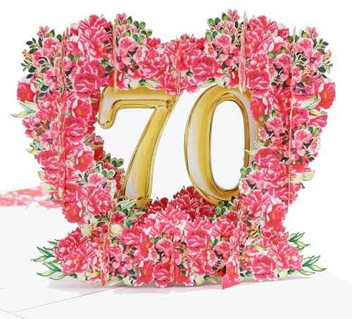 Favour Pop Up - romantische Glückwunschkarte zum runden 70. Geburtstag. Ein filigranes Kunstwerk in perfekter 3D Optik XP070