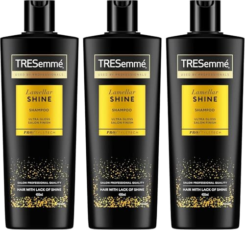TRESemmé Lamellar Shine Shampoo, Mehr Glanz, 3 x 400 ml | Für Alle Haartypen, Seidiges und Glänzendes Haar, Verstärkte Haarfasern, Mit Lamellar-Technologie