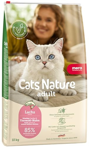 MERA Cats Nature Lachs 10kg Katzenfutter trocken ohne Zucker & Getreide | Hochwertige Rezeptur mit hohem Fleischanteil - Alleinfuttermittel, magenschonend, leicht verdaulich, Familienunternehmen