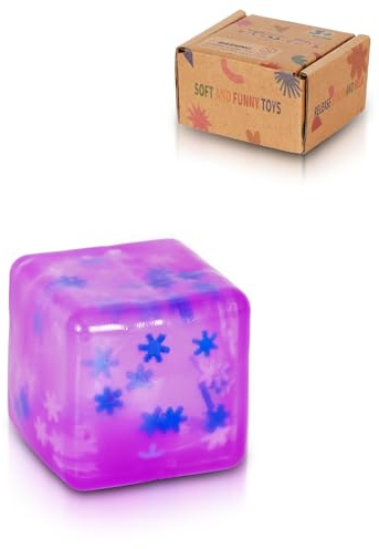 Copfeqyr Anti Stress Ball 3,5 cm Schneeflocke – Squishy Fidget Würfel & Knautschball, Sensorisches Spielzeug für Kinder und Erwachsene, Geschenkbox (Purple)