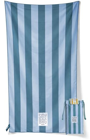 Ponette – Toalla Menorca Microfibra | 2 Colores | XXL 180x90cm | con Bolsa y de Secado Rápido | Ideal para Piscina, Gimnasio, Sauna, Viaje y Playa | Marca Española (Azul)