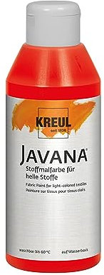 KREUL 91341 - Javana Stoffmalfarbe für helle Stoffe, 250 ml Glas in rot, geschmeidige Farbe auf Wasserbasis mit cremigem Charakter, dringt fasertief ein, waschecht nach Fixierung