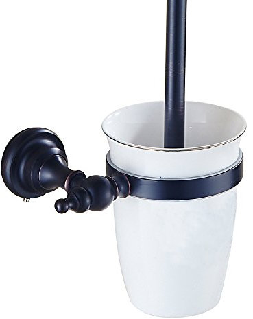 Weare Home Retro Vintage Antik Design Öl Rubbed Bronze Alle Messing Schwarz Toilettenbürstenhalter mit Keramik Becher Wandmontag Wandhalterung Bohren