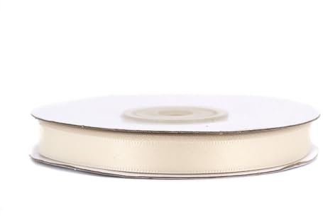 Doppelseitiges Satinband 10mm x 20m Rolle - FARBAUSWAHL in 6/10/25/38mm - farbecht & waschbar - Schleifenband für Hochzeit - Geschenkband zum Verpacken Dekorieren Basteln - Ivory/Elfenbein 810