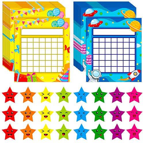 66 Belohnungstafel/Star Chart in 2 Designs mit 2024 Sternstickern