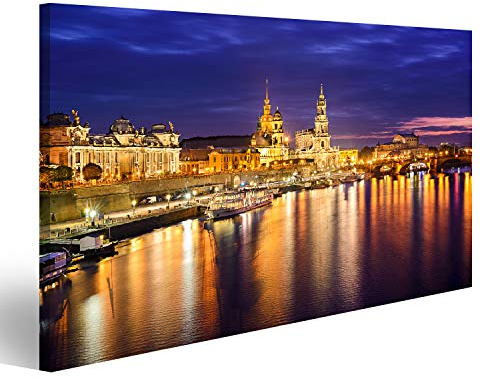 islandburner, Bild Bilder auf Leinwand Dresden Deutschland innerstädtische Skyline an der Elbe Wandbild Poster Leinwandbild SVM