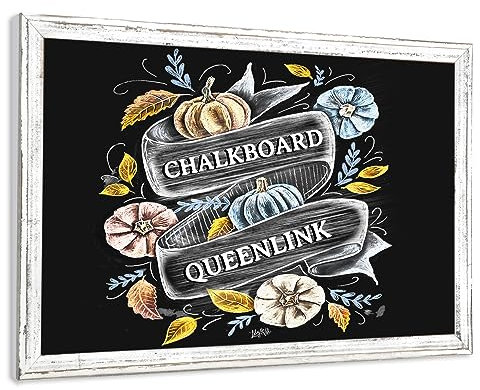QUEENLINK Kreidetafel, 60 x 90 cm, zum Aufhängen an der Wand, weißer Holzrahmen, Tafel für Zuhause, Schule, Küche, Büro