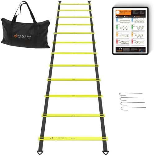 MANTRA SPORTS Fussball Trainingszubehör Kinder & Erwachsene, Koordinationsleiter Fussball Set, Fußball Trainingsset mit Trainingsleiter, Zubehör Training Boxen