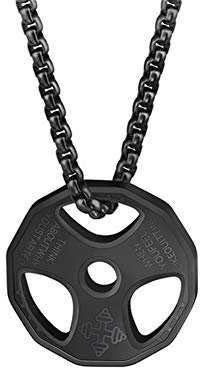 HMOOY Hantel Halskette, Titan Hantel Anhänger Halskette aus Edelstahl Hantelkette Halskette Paar Anhänger Halskette Fitness Studio Halskette Sportschmuck für Männer Jungen (Schwarz)