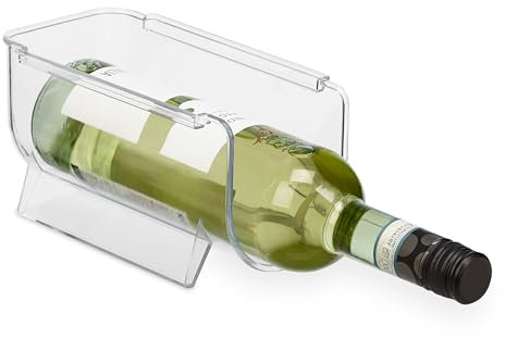 Relaxdays Kühlschrank Flaschenablage stapelbar Botellero Nevera Apilable, Organizador frigorífico, Estante Botellas, Latas, 10 x 11 x 20,5 cm, Transparente, 1 Pieza