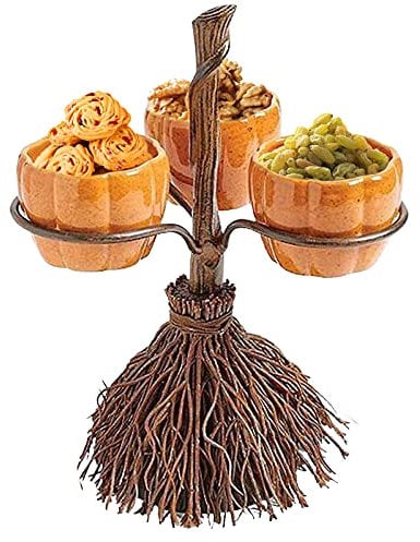 Halloween Pumpkin Snack Bowl Stand, Halloween Pumpkin Snack Bowl Stand Foods Holder Party Tray, Halloween Decorations for Serving Snacks, Salad, Dessert