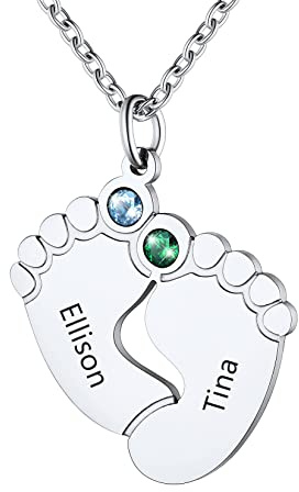 U7 Collar Personalizado para Madre con Nombres de Hijos Grabados Colgantes Niño Niña Acero Inoxidable 316L Joyerías Preciosas para Recién Mama